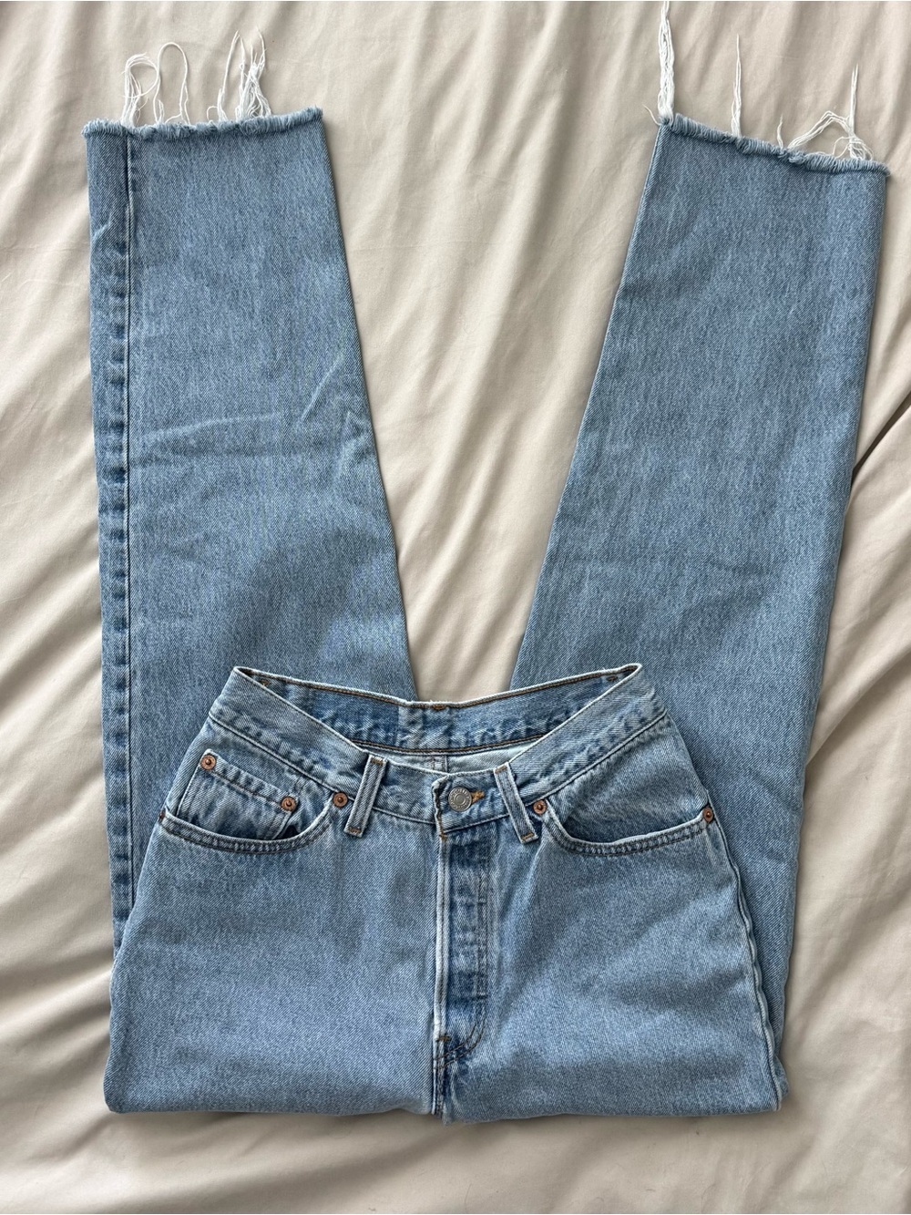 Vintage 90s Levis 501 Womens High Waisted Jeans USA 18501 Light Wash 26x28
